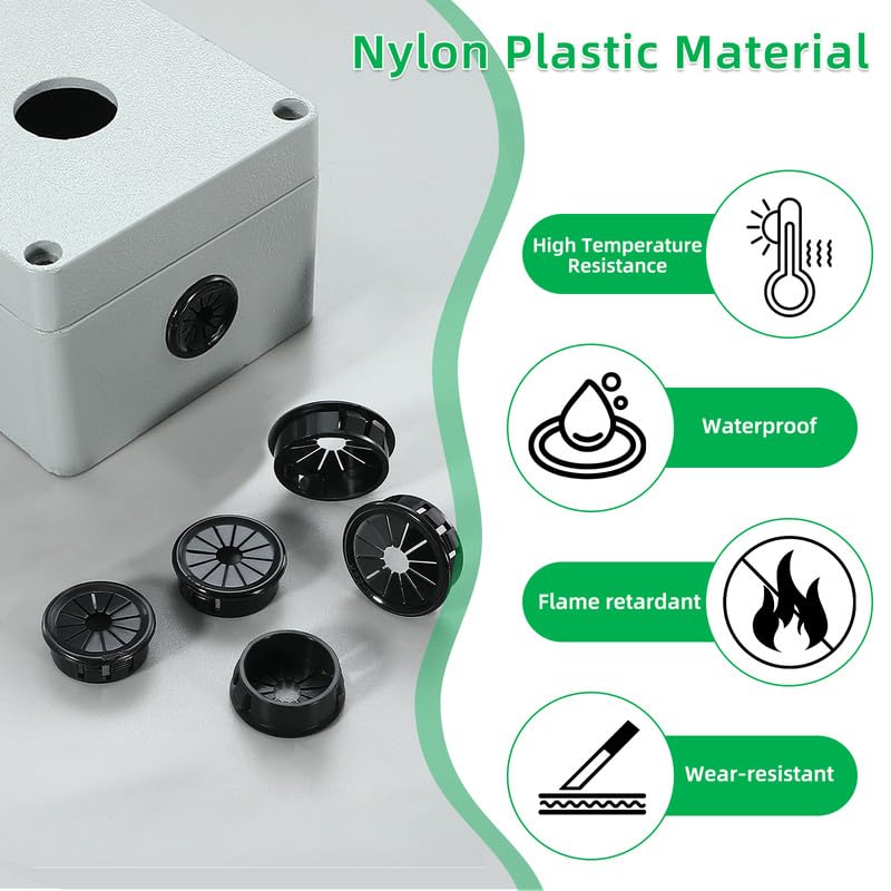 EASYEAH Store 4PCS Cable Grommets, 2-1/2"(63mm) Desk Hole Cover Petal Shaped Buckle Type Nylon Snap Bushing Grommet, Wire Hole Cover Insert for Cables and Cords Management and Protection of Cabinet, Black - Image 2